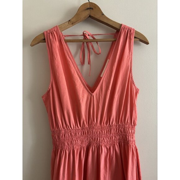 Anthropologie Maeve Tiered Midi Dress Coral Rose Smocked 4 Cottage Boho READ - Picture 4 of 16